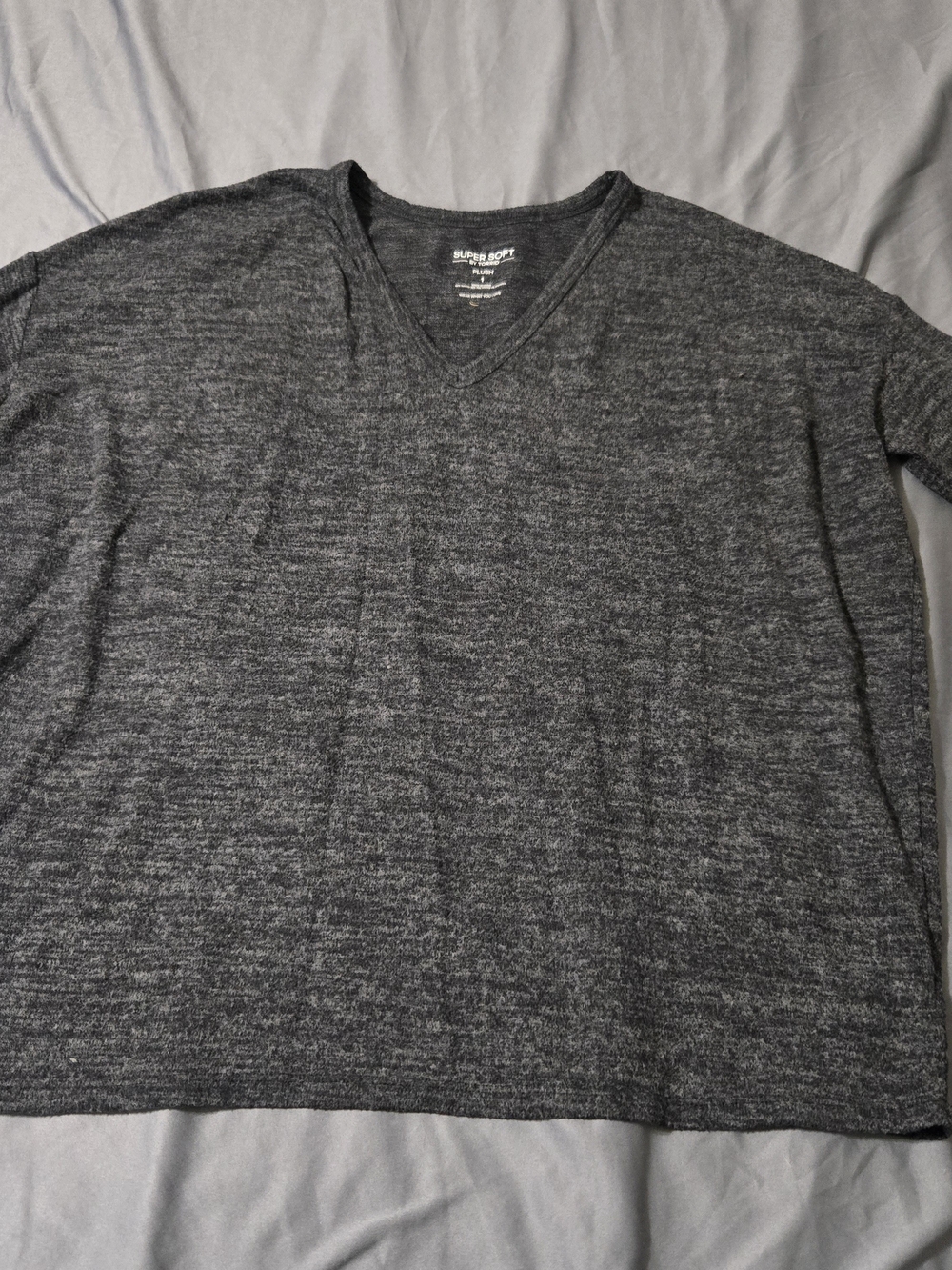 Torrid Charcoal Heather Drop Shoulder Tee Sweater PLUS SIZE 1X Super Soft Cozy